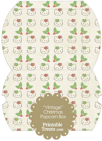 Vintage Large Hello Kitty Christmas Holly Pillow Box from PrintableTreats.com