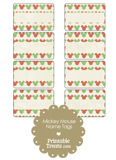 Vintage Mickey Mouse Christmas Name Tags from PrintableTreats.com
