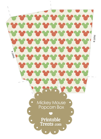 Vintage Mickey Mouse Christmas Popcorn Box from PrintableTreats.com