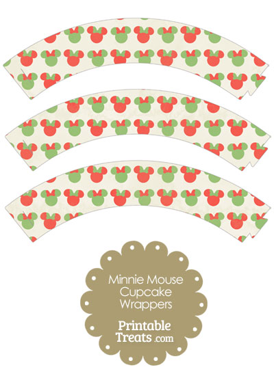 Vintage Minnie Mouse Christmas Cupcake Wrappers from PrintableTreats.com