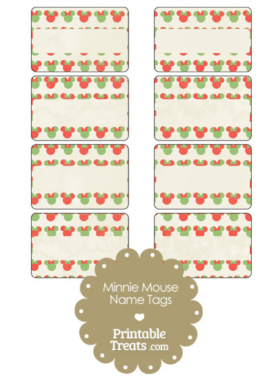 Vintage Minnie Mouse Christmas Name Tags from PrintableTreats.com