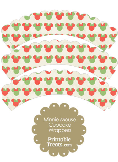 Vintage Minnie Mouse Christmas Scalloped Cupcake Wrappers from PrintableTreats.com