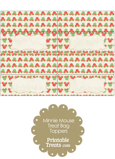 Vintage Minnie Mouse Christmas Treat Bag Toppers from PrintableTreats.com