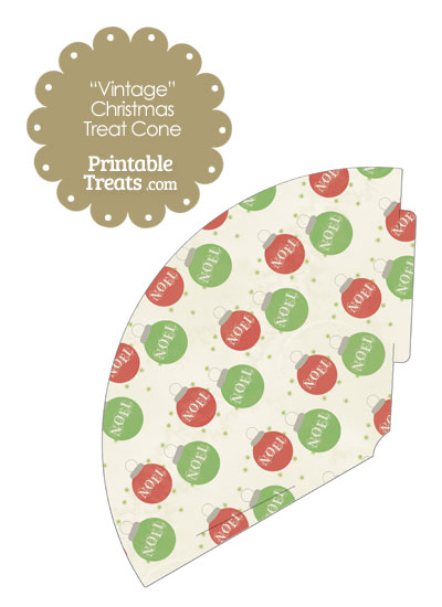 Vintage Noel Christmas Ornament Printable Treat Cone from PrintableTreats.com