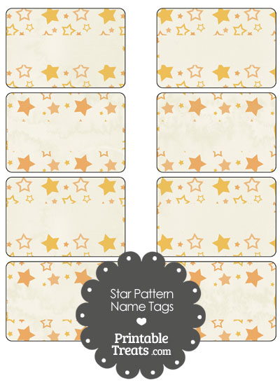 Vintage Orange Star Pattern Name Tags from PrintableTreats.com