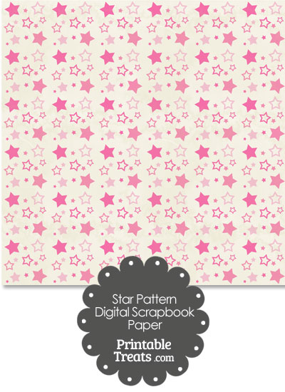 Vintage Pink Star Pattern Digital Scrapbook Paper from PrintableTreats.com