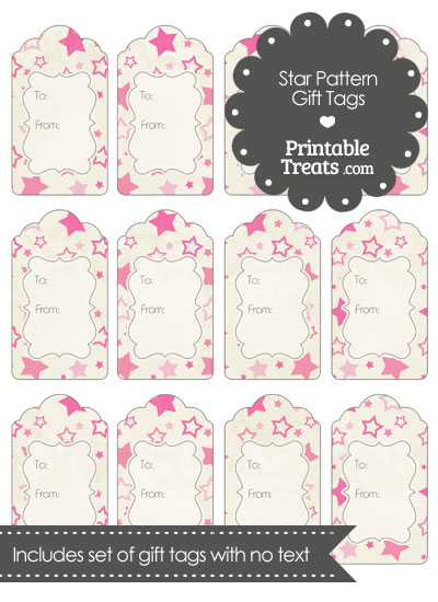 Vintage Pink Star Pattern Gift Tags from PrintableTreats.com