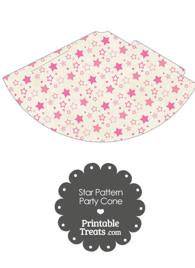 Vintage Pink Star Pattern Party Cone from PrintableTreats.com