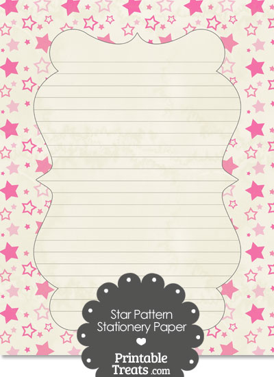 Vintage Pink Star Pattern Stationery Paper from PrintableTreats.com