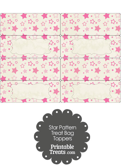 Vintage Pink Star Pattern Treat Bag Toppers from PrintableTreats.com