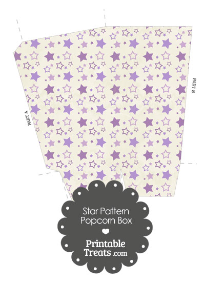 Vintage Purple Star Pattern Popcorn Box from PrintableTreats.com