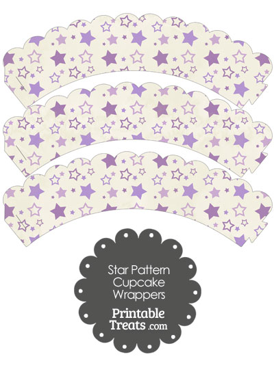 Vintage Purple Star Pattern Scalloped Cupcake Wrappers from PrintableTreats.com