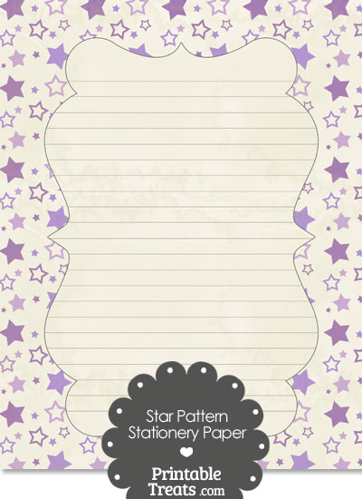 Vintage Purple Star Pattern Stationery Paper from PrintableTreats.com