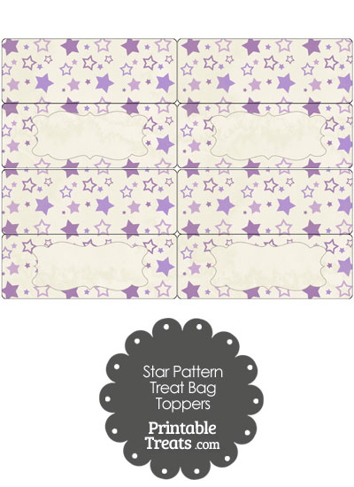 Vintage Purple Star Pattern Treat Bag Toppers from PrintableTreats.com
