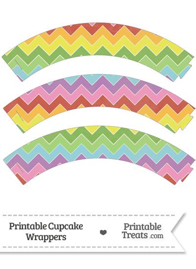 Vintage Rainbow Chevron Cupcake Wrappers from PrintableTreats.com