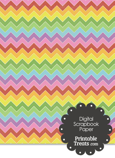Vintage Rainbow Chevron Digital Scrapbook Paper from PrintableTreats.com
