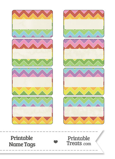 Vintage Rainbow Chevron Name Tags from PrintableTreats.com