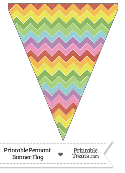 Vintage Rainbow Chevron Pennant Banner Flag from PrintableTreats.com