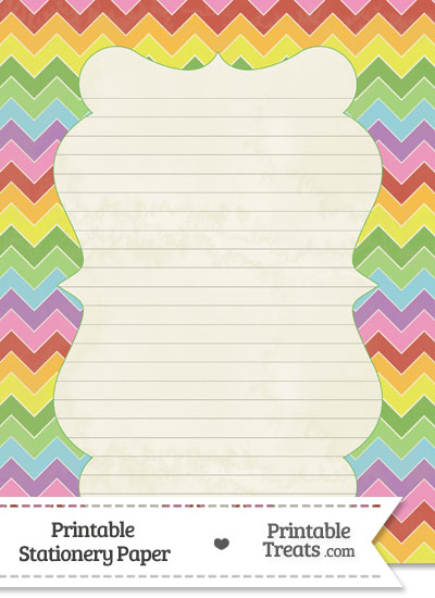 Vintage Rainbow Chevron Stationery Paper from PrintableTreats.com