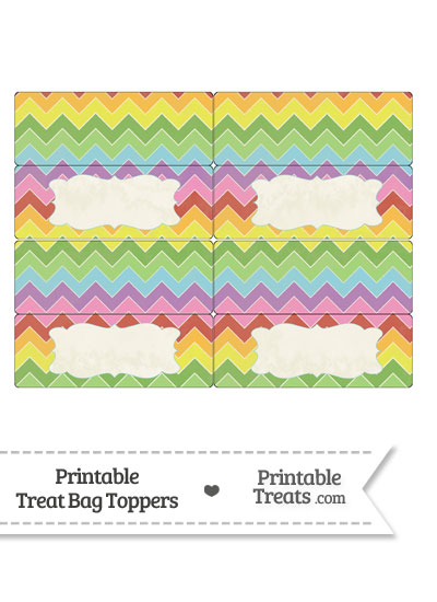 Vintage Rainbow Chevron Treat Bag Toppers from PrintableTreats.com