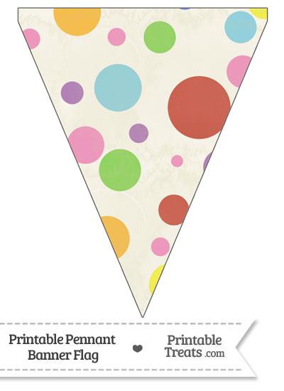 Vintage Rainbow Dots Pennant Banner Flag from PrintableTreats.com