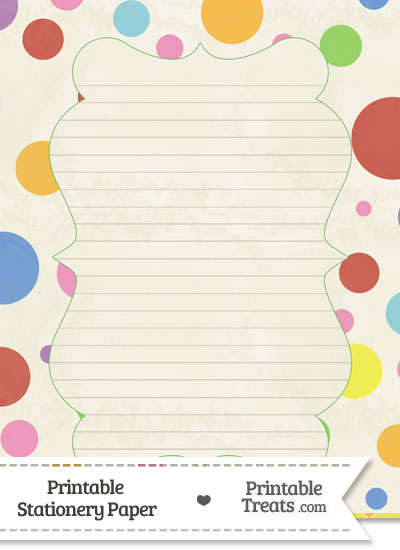 Vintage Rainbow Dots Stationery Paper from PrintableTreats.com