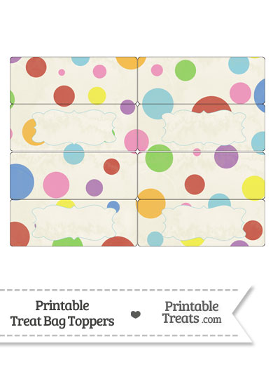 Vintage Rainbow Dots Treat Bag Toppers from PrintableTreats.com