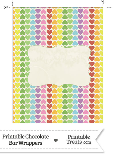 Vintage Rainbow Hearts Chocolate Bar Wrappers from PrintableTreats.com