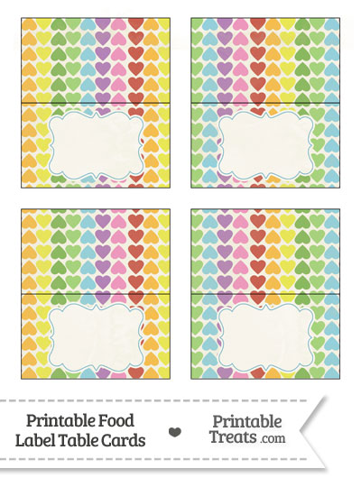 Vintage Rainbow Hearts Food Labels from PrintableTreats.com
