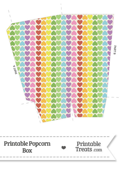 Vintage Rainbow Hearts Popcorn Box from PrintableTreats.com