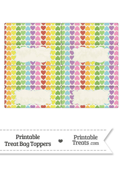 Vintage Rainbow Hearts Treat Bag Toppers from PrintableTreats.com