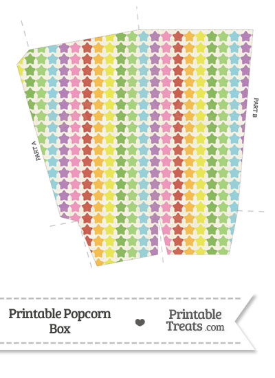 Vintage Rainbow Stars Popcorn Box from PrintableTreats.com