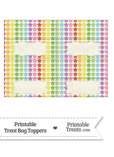 Vintage Rainbow Stars Treat Bag Toppers from PrintableTreats.com