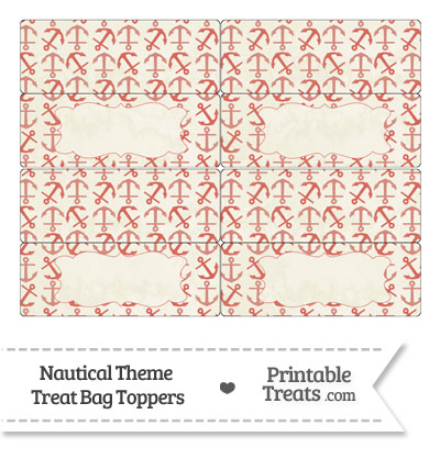 Vintage Red Anchors Treat Bag Toppers from PrintableTreats.com
