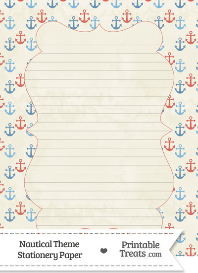 Vintage Red and Blue Anchors Stationery Paper from PrintableTreats.com