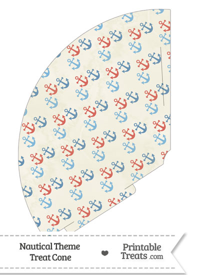 Vintage Red and Blue Anchors Treat Cone from PrintableTreats.com