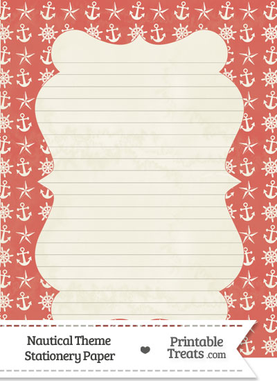 Vintage Red Nautical Stationery Paper from PrintableTreats.com