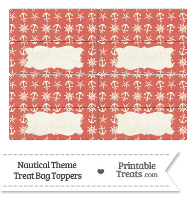 Vintage Red Nautical Treat Bag Toppers from PrintableTreats.com