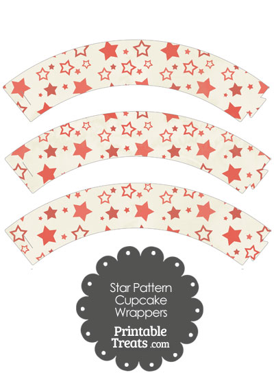 Vintage Red Star Pattern Cupcake Wrappers from PrintableTreats.com