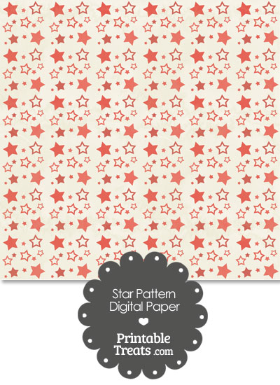 Vintage Red Star Pattern Digital Scrapbook Paper from PrintableTreats.com