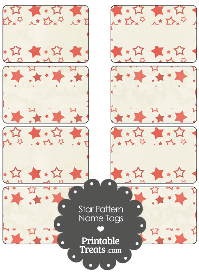 Vintage Red Star Pattern Name Tags from PrintableTreats.com