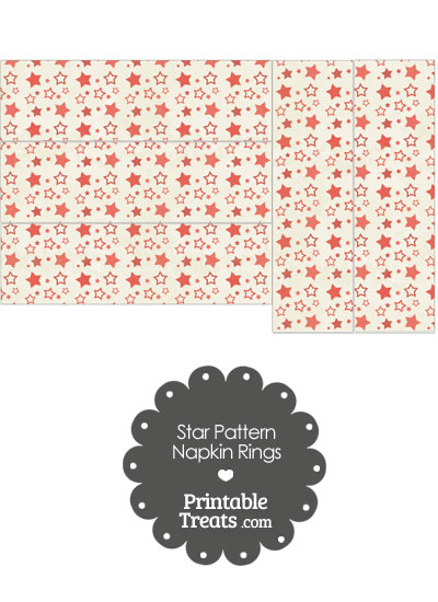 Vintage Red Star Pattern Napkin Rings from PrintableTreats.com