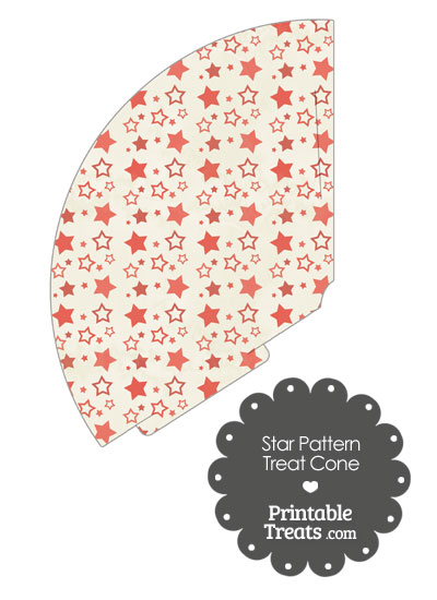 Vintage Red Star Pattern Treat Cone from PrintableTreats.com