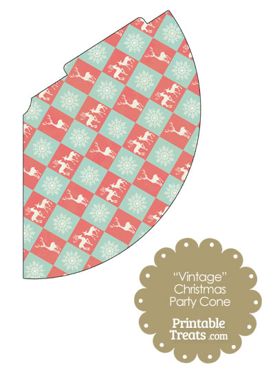 Vintage Reindeer and Snowflakes Party Cone from PrintableTreats.com