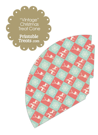 Vintage Reindeer and Snowflakes Printable Treat Cone from PrintableTreats.com