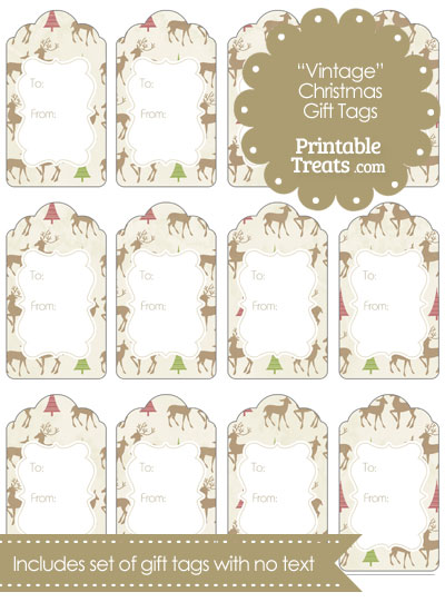 Vintage Reindeer Gift Tags from PrintableTreats.com