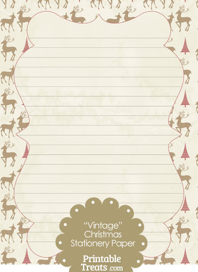 Vintage Reindeer Stationery Paper from PrintableTreats.com