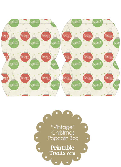 Vintage Small Noel Christmas Ornament Pillow Box from PrintableTreats.com