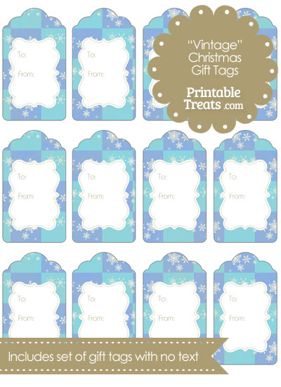 Vintage Snowflake Checkered Gift Tags from PrintableTreats.com