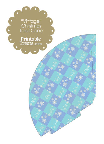 Vintage Snowflake Checkered Printable Treat Cone from PrintableTreats.com